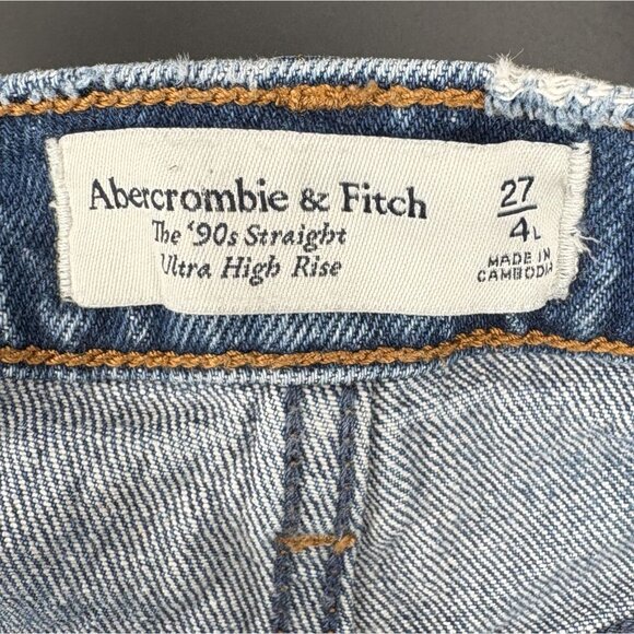 Abercrombie & Fitch Women's The 90's Straight Ultra High Rise Jeans 27 Med Wash - Picture 3 of 13